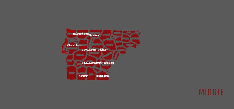 map of the counties in Tennessee that we serve