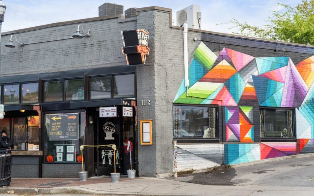 a store front in East Nashville with a colorful side of the building. water restoration