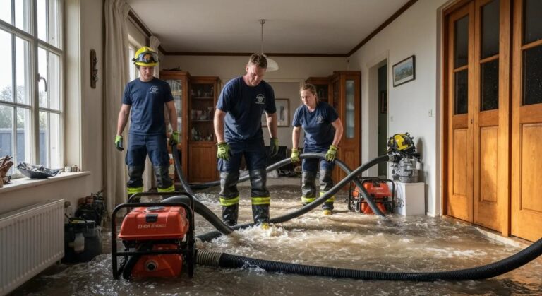 24 Hour Flood Fighters team extracting water from a flooded home