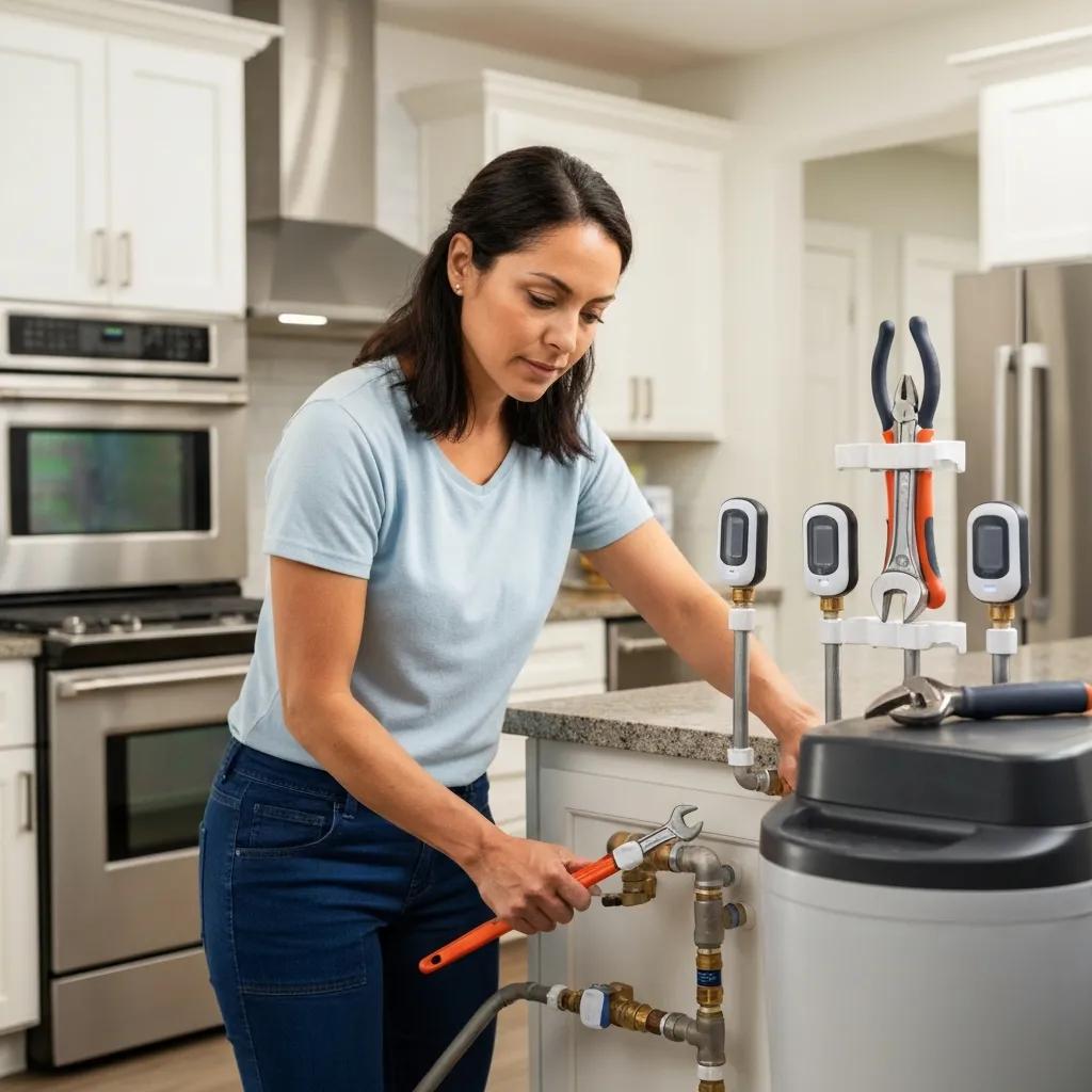 Homeowner checking gutters and plumbing to prevent water damage