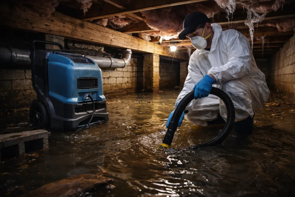 Crawl space water extraction and mold remediation in Nashville TN."