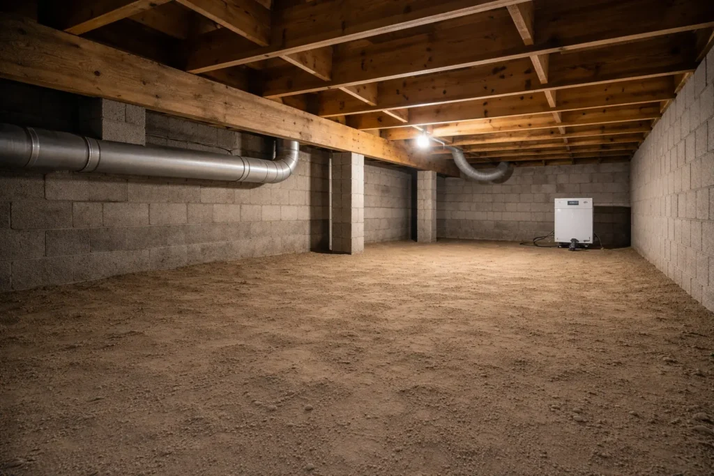 crawlspace after mitigation