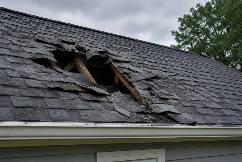 damaged house roof