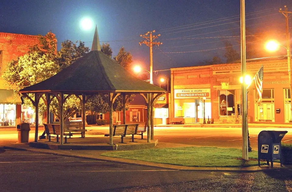 gazebo in the square at sunset in watertown tn