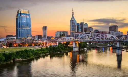 Nashville, Tennessee Skyline at sunset